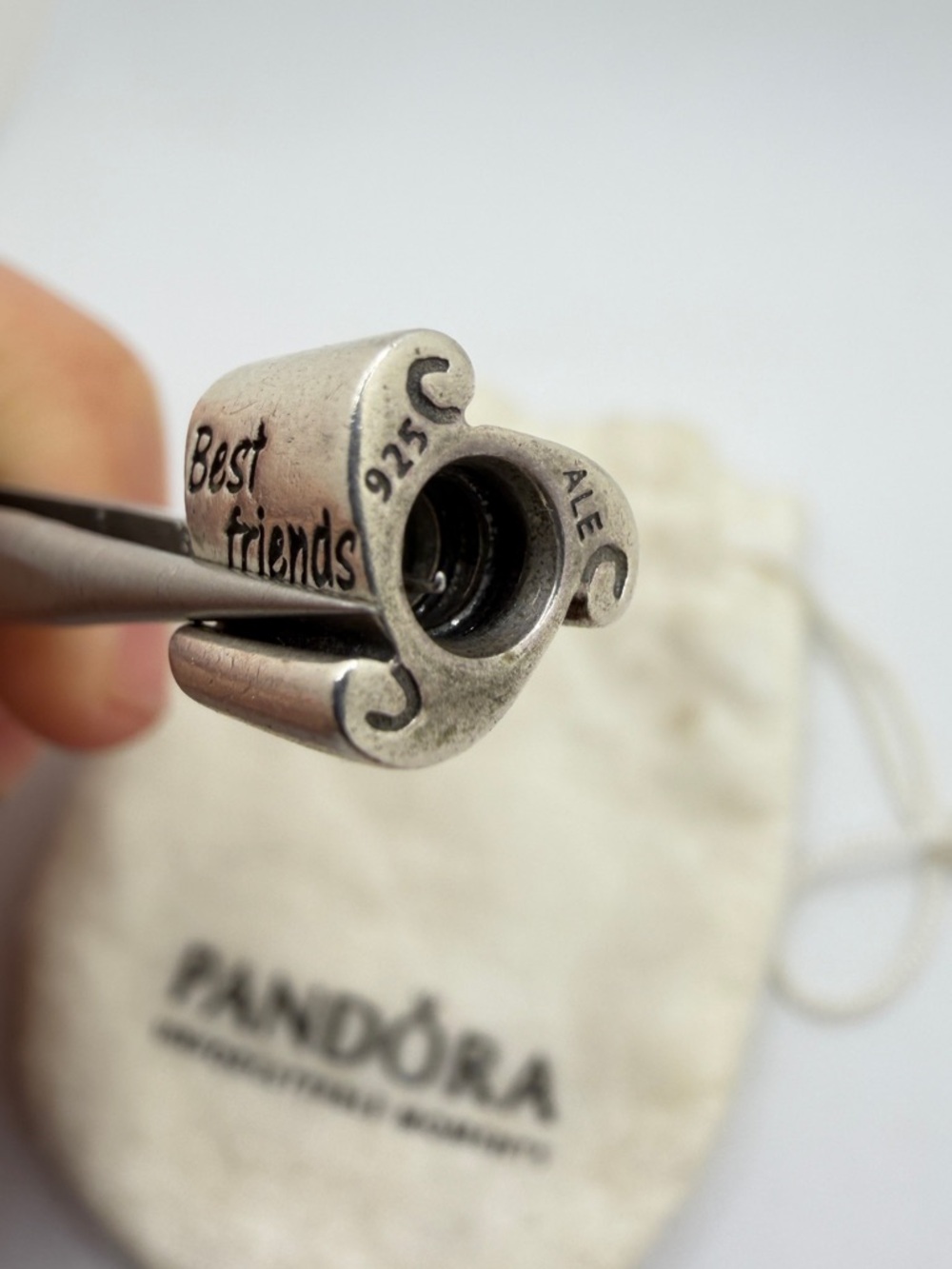 Retired Best Friends PANDORA ALE 925 Sterling Silver Scroll Bead Charm - Picture 5 of 8